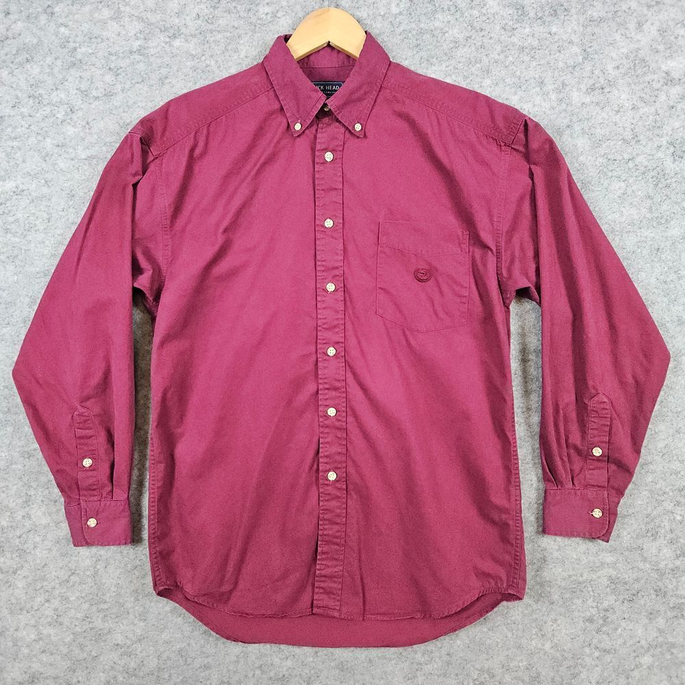 Duck Head Men's Burgundy Size M Button Down Shirt 100% Cotton Embroidered Preppy